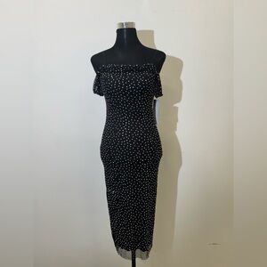 Honey and Rosie Form Fitting Black Rhinestone Mesh Dress (Small)